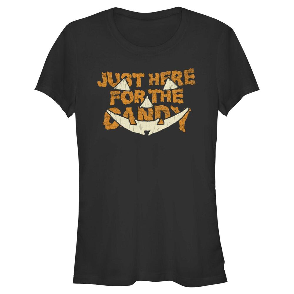 Juniors Lost Gods Halloween Just Here For The Candy Jackolantern Tshirt